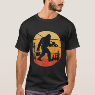 Retro Bigfoot Sasquatch Fishing Funny Gifts Dad Me T-Shirt
