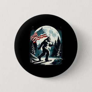 Retro Bigfoot Sasquatch Full Moon Patriotic Americ 6 Cm Round Badge