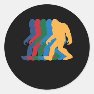 Retro Bigfoot Silhouette 70s Vintage Classic Round Sticker