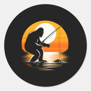 Retro Bigfoot Silhouette Sasquatch Hide And Seek F Classic Round Sticker