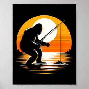 Retro Bigfoot Silhouette Sasquatch Hide And Seek F Poster