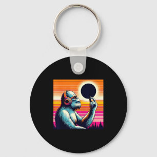 Retro Bigfoot Total Solar Eclipse Key Ring