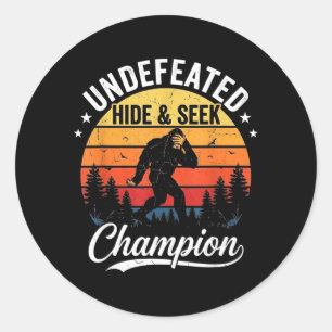 Retro Bigfoot Undefeated Hide and Seek Champion Classic Round Sticker