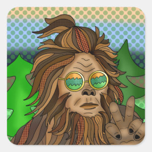 Retro Bigfoot   Vintage Colours Sasquatch Pop Art  Square Sticker