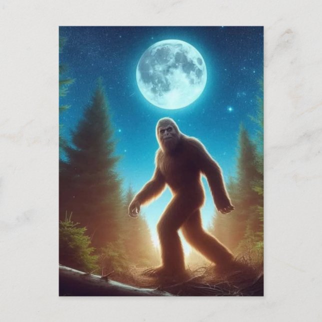 Retro Bigfoot Vintage Sasquatch Mountains Postcard (Front)