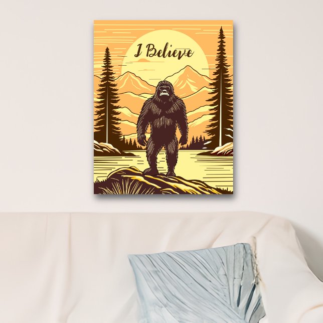 Retro Bigfoot Vintage Sasquatch Mountains   Poster (Creator Uploaded)