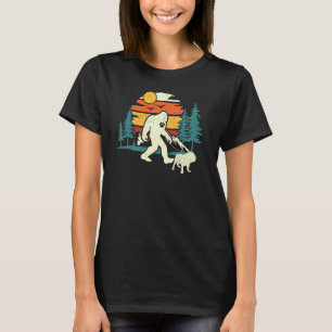 Retro Bigfoot Walking English Bulldog Dog Walker S T-Shirt