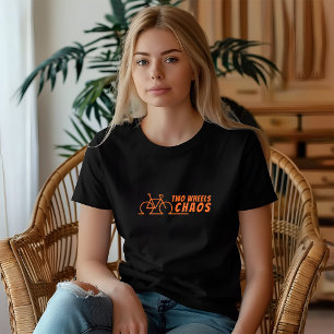 Retro bike Girl Irony black orange Tri-Blend Shirt