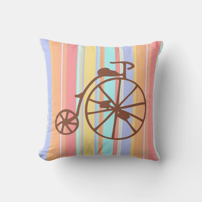 Retro Bike Polyester Throw Pillow 16" x 16" (Front)