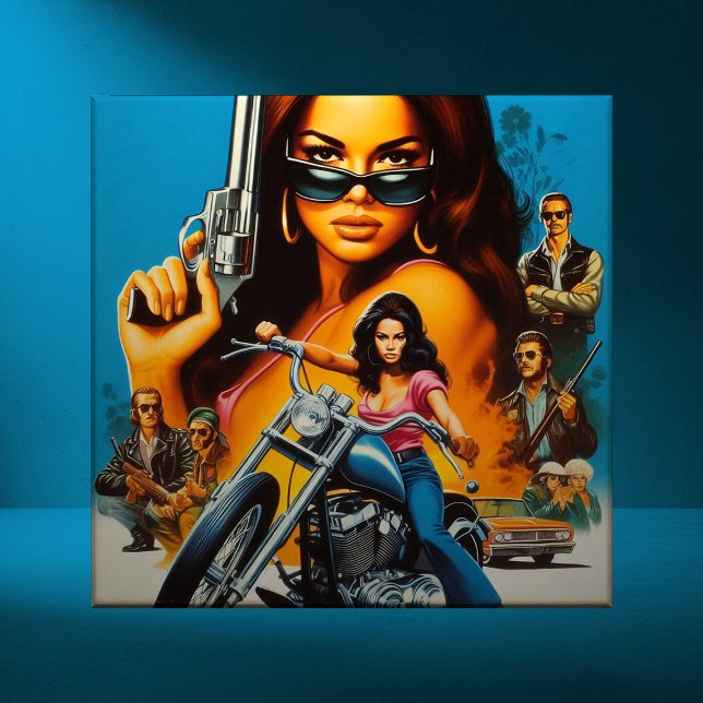 Retro Biker Girls Ceramic Tile (Creator Uploaded)