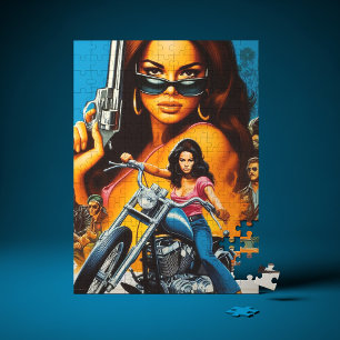 Retro Biker Girls Jigsaw Puzzle