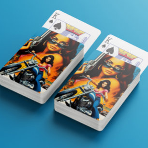 Retro Biker Girls Playing Cards