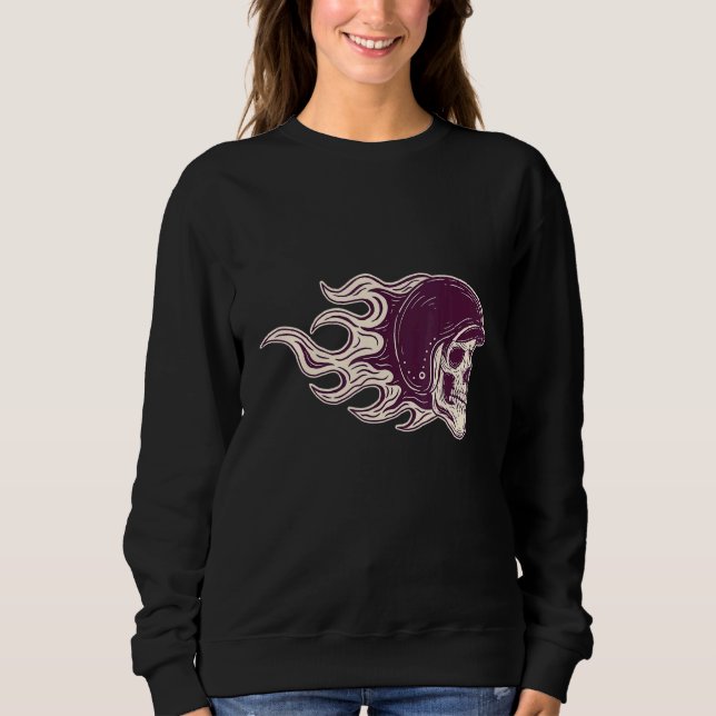 Retro Biker Motorcycle Skull Heads Grunge Punk Met Sweatshirt (Front)