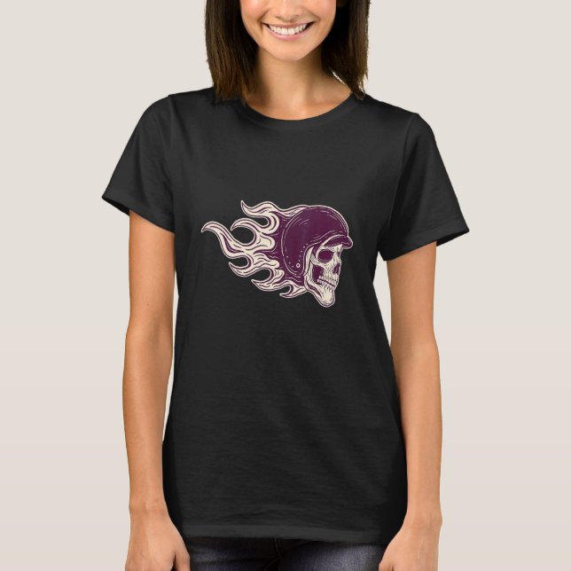 Retro Biker Motorcycle Skull Heads Grunge Punk Met T-Shirt (Front)