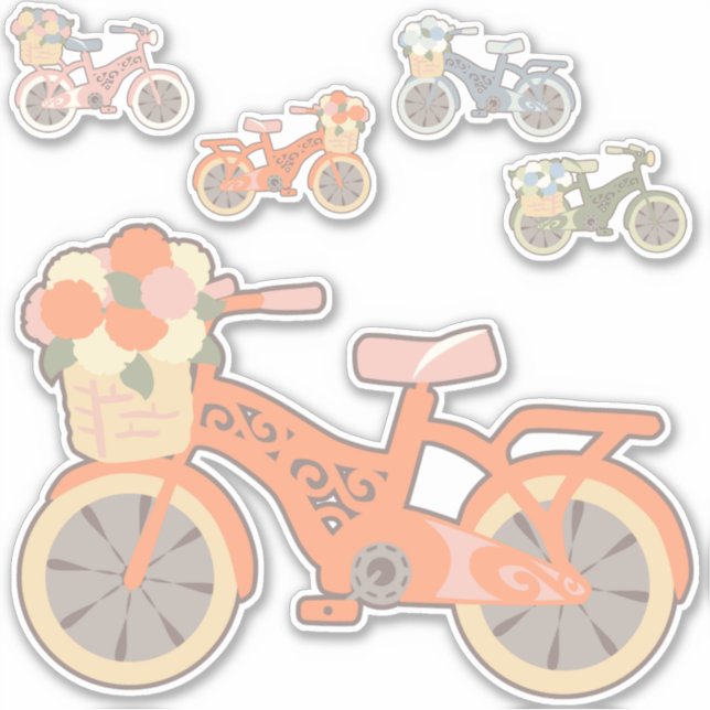 Retro Bikes Assorted Vinyl Stickers (Front)