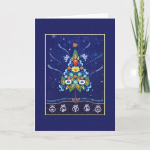 Retro Bilingual Polish English Christmas Card