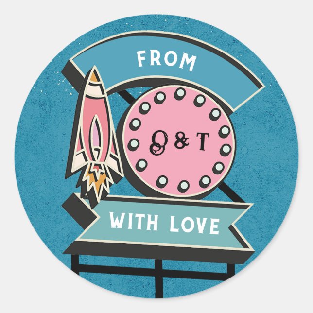 Retro Billboard Sign Wedding  Classic Round Sticke Sticker (Front)