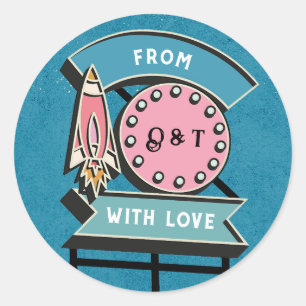 Retro Billboard Sign Wedding  Classic Round Sticke Sticker