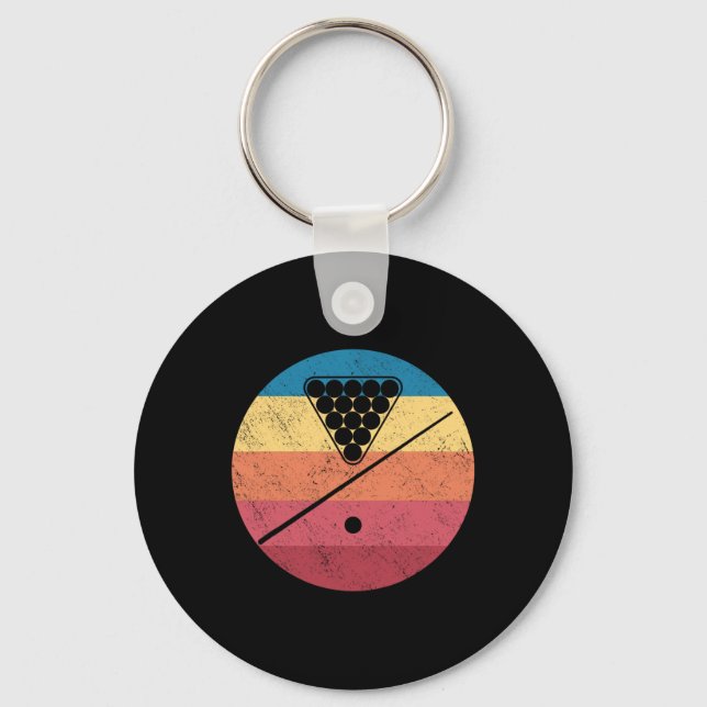 Retro Billiards Cue Stick Pool Table Snooker Pyram Key Ring (Front)