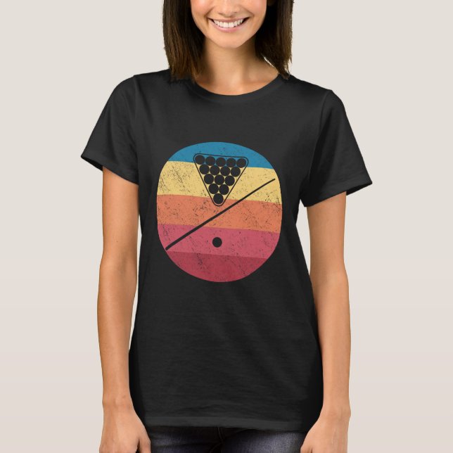Retro Billiards Cue Stick Pool Table Snooker Pyram T-Shirt (Front)