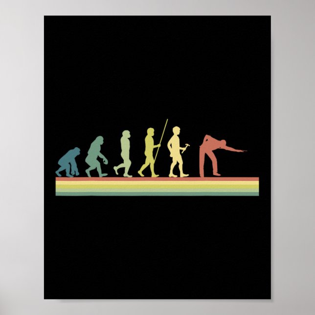 Retro Billiards Human Evolution Lover Gift Pool Sn Poster (Front)