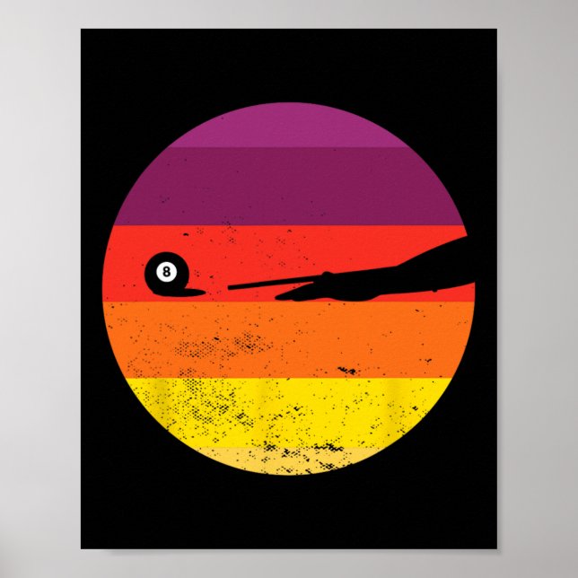 Retro Billiards Silhouette Pool Table Snooker Pyra Poster (Front)