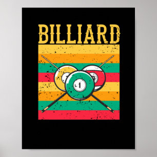 Retro Billiards Table 8-Ball Vintage Pool Snooker Poster