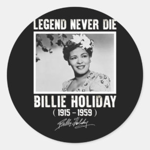 Retro Billie Holiday Signature Legends Never Die Classic Round Sticker