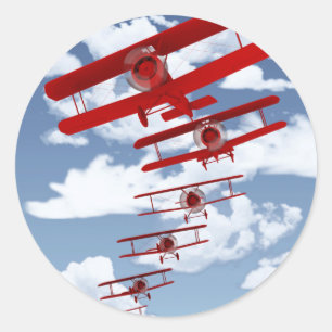 Retro Biplane Classic Round Sticker
