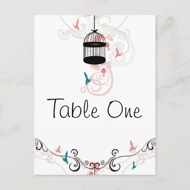 Retro birdcage table number Postcard (Front)