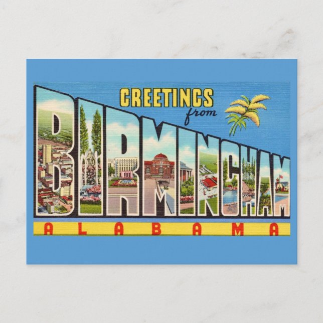 Retro Birmingham AL Greeting Postcard (Front)