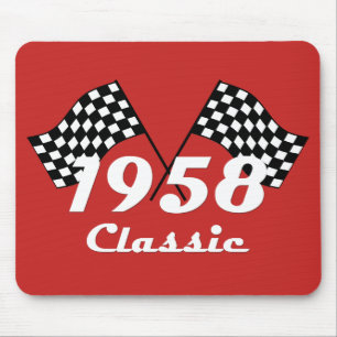 Retro Birthday 1958 Classic Checked Race Flag Mouse Pad
