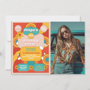 Retro Birthday 60s 70s 80s Music Vintage Party  Invitation