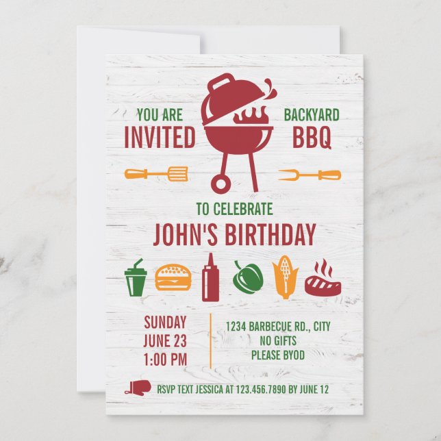 Retro Birthday BBQ Invitation (Front)