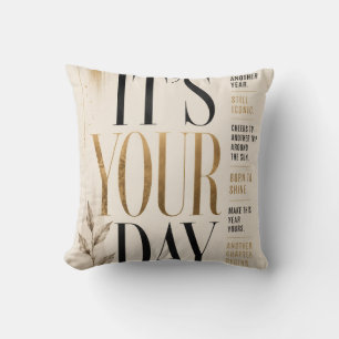 Retro Birthday Bold Editorial Typography style Cushion