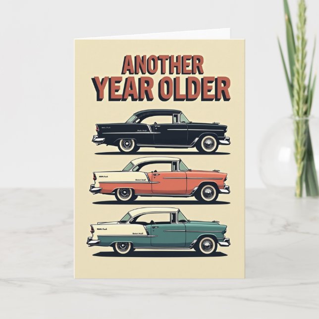 Retro Birthday Car Stack Card (Front)