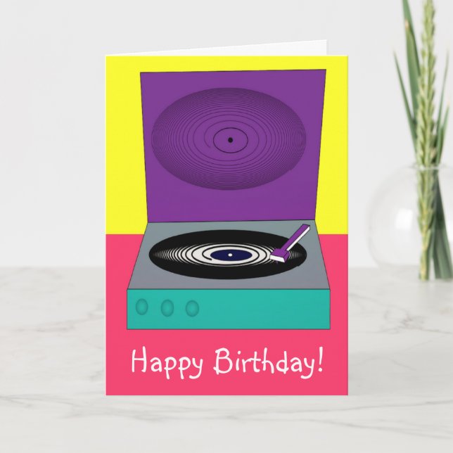 Retro birthday card Happy Birthday with stereo (Front)