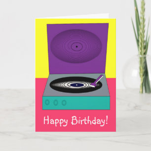 Retro birthday card Happy Birthday with stereo