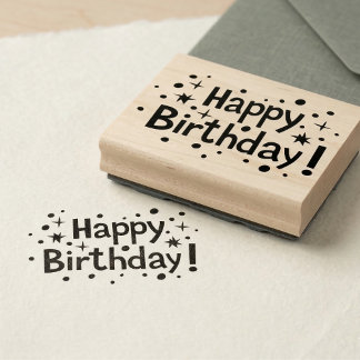 Retro Birthday Confetti Rubber Stamp