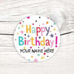 Retro Birthday Confetti Stickers