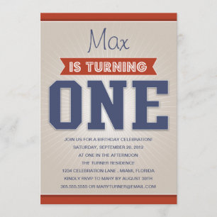 RETRO BIRTHDAY FIRST BIRTHDAY INVITATION