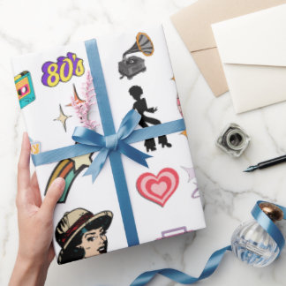 retro birthday gift wrapping paper, family, friend wrapping paper