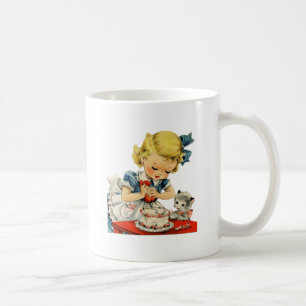 Retro Birthday Girl Cake Cat Artwork Coffee Mug