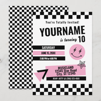 Retro Birthday Invitation (Light Pink)