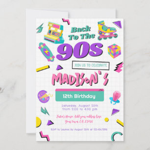 Retro Birthday Invitation, Printed or Digital Invitation