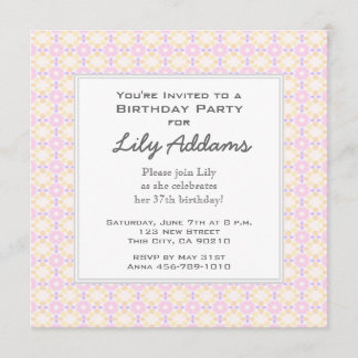 Retro Birthday Party Invitation - Pink and Yellow