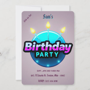 Retro Birthday Party over Purple Invitation