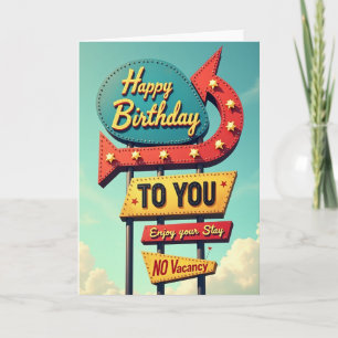 Retro Birthday Roadside Sign Card