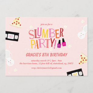Retro Birthday Slumber Party Invitation