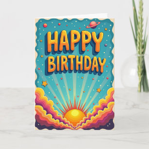 Retro Birthday Sunburst Card